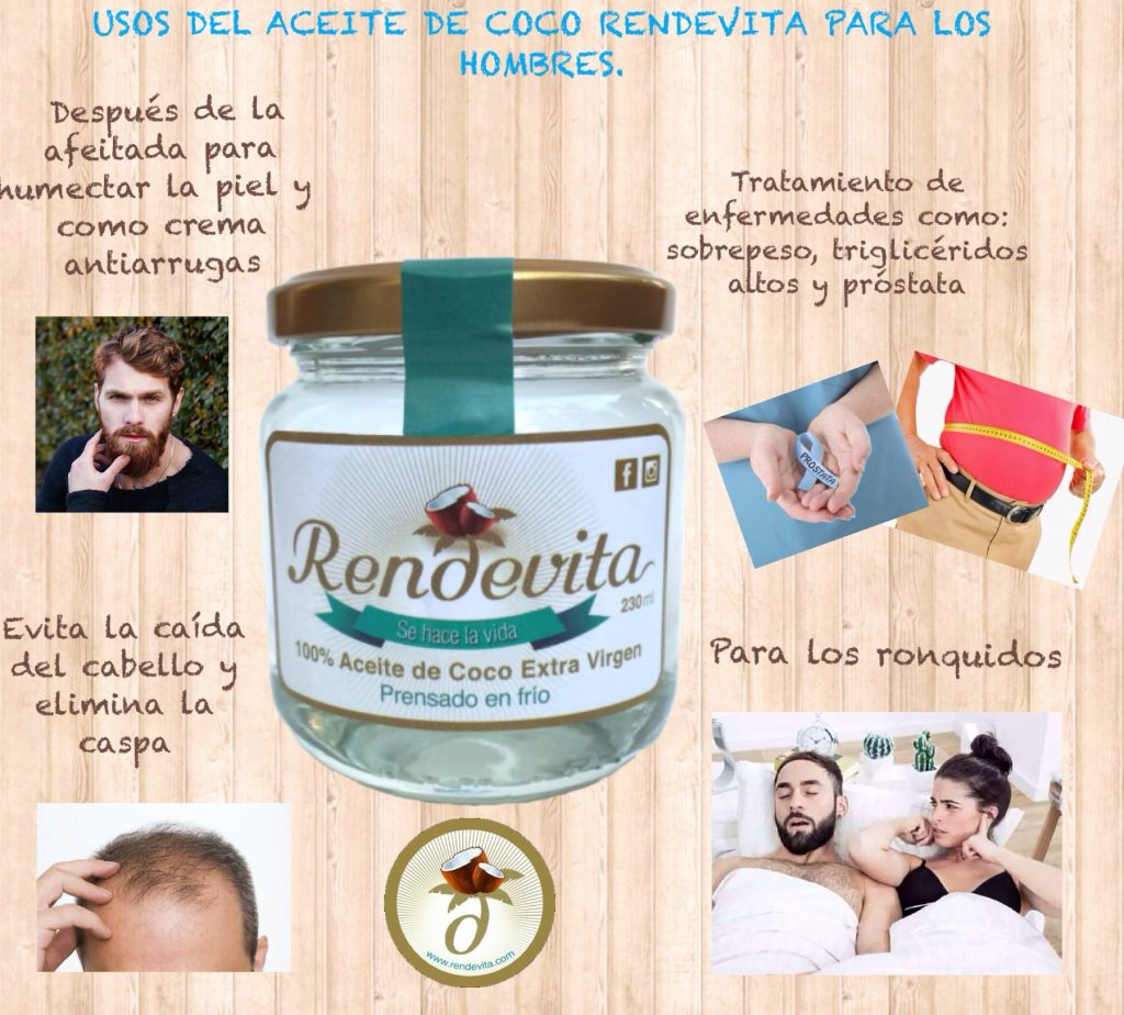 Usos del aceite de coco Rendevita para hombres