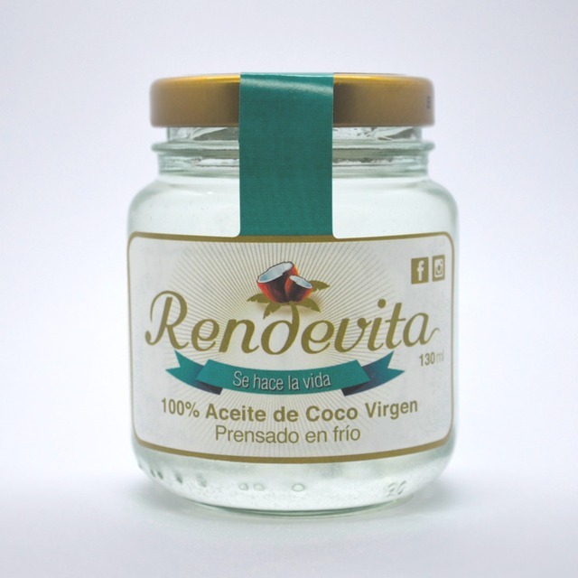 Aceite de Coco Virgen Prensado en frio Rendevita 130 ml caliente